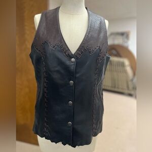 Elegant Black and Brown Leather Vest